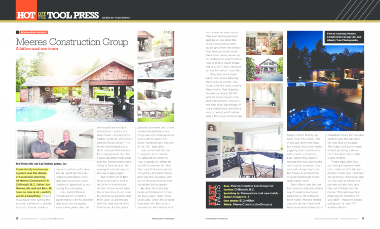 Renovation Contractor Magazine August 2015